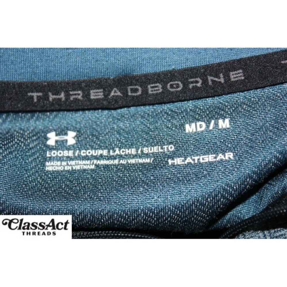 Under Armour Jacket 1/4 Zip HeatGear Teal Blue Golf Athletic Mens Threadborne M - Picture 11 of 12
